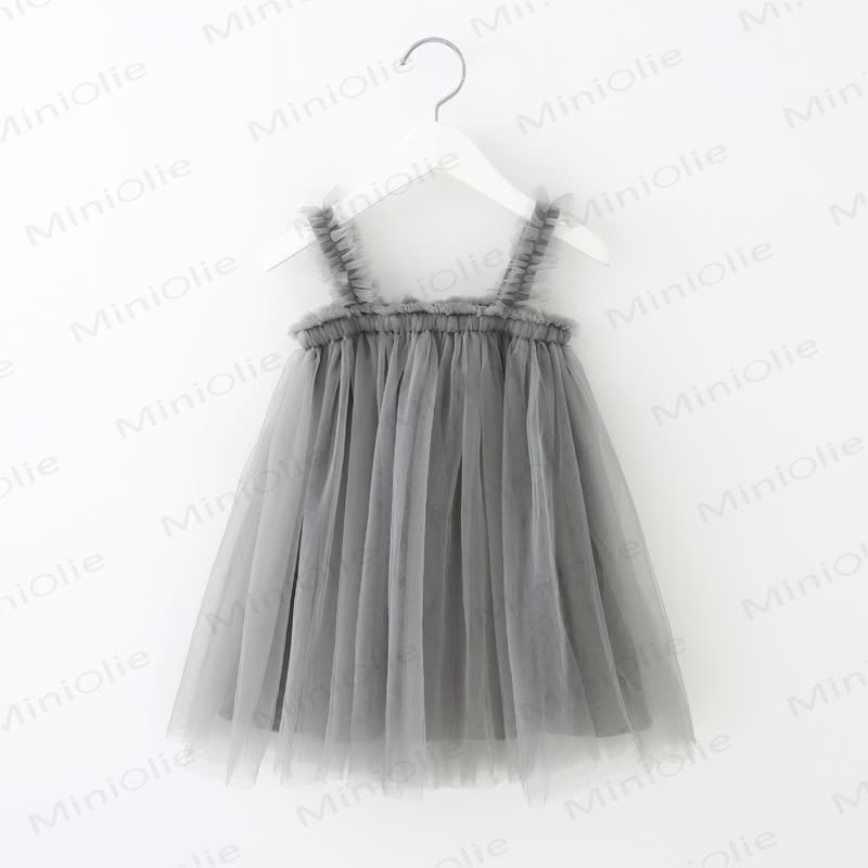 ベビー幼児女の子用無地メッシュDress - グレー - 8歳 - image 6