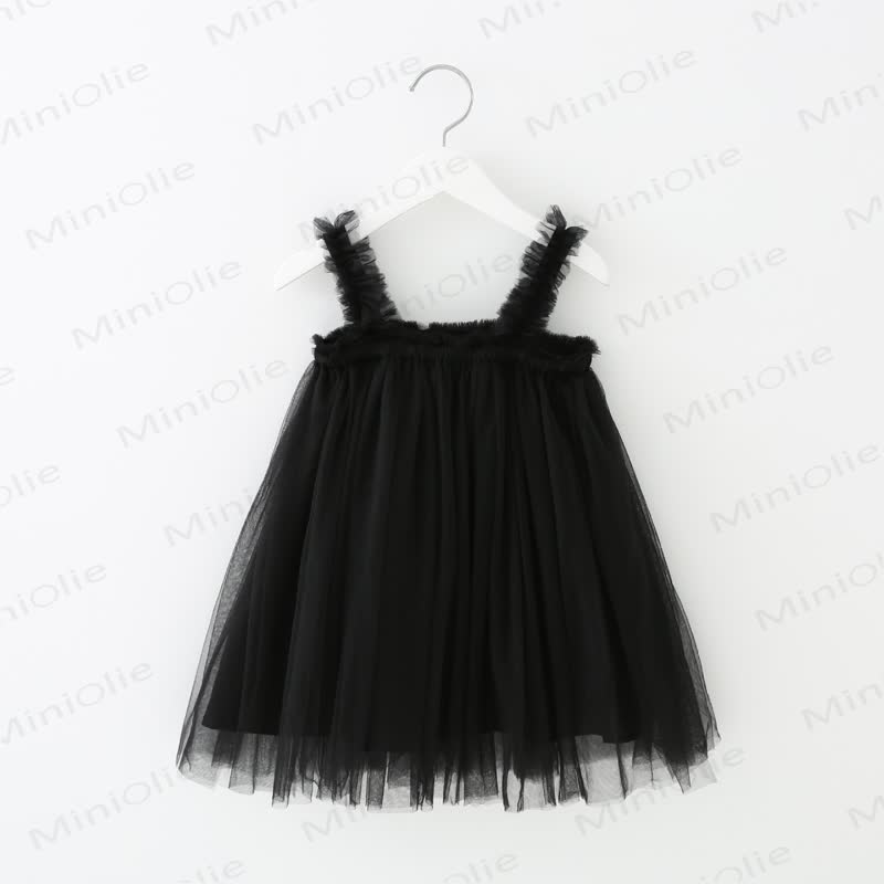 ベビー幼児女の子用無地メッシュDress - 黒 - 8歳 - image 9