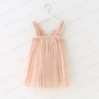 ベビー幼児女の子用無地メッシュDress - クリーム - 8歳 - image 13