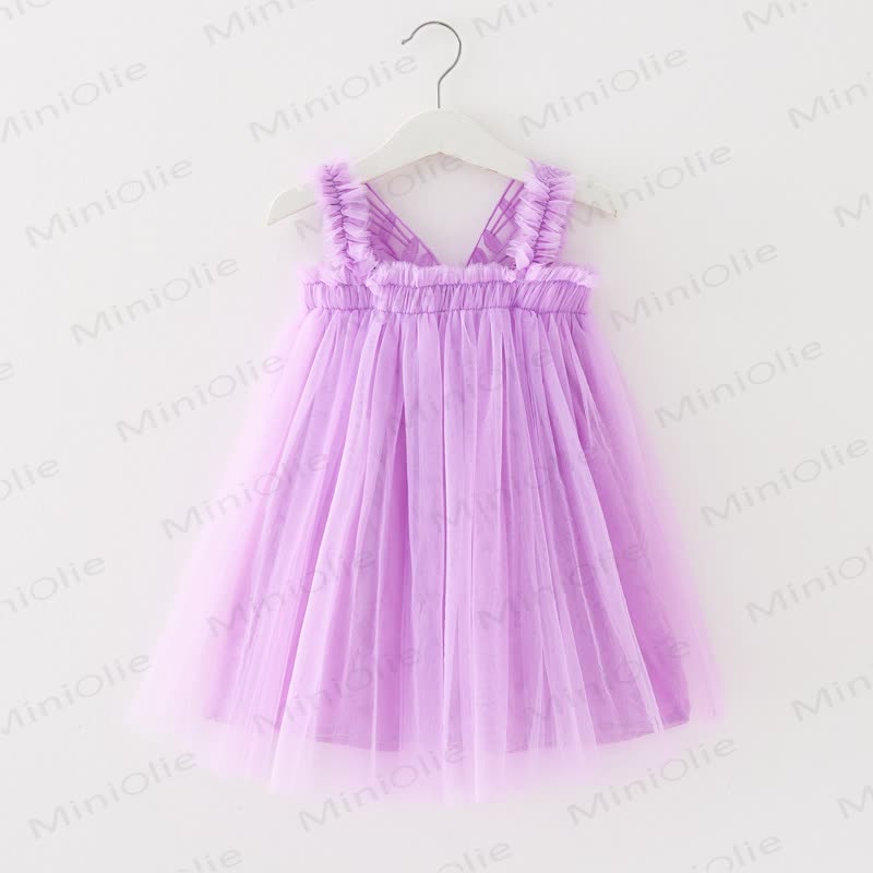 ベビー幼児女の子用無地メッシュDress - 紫 - 8歳 - image 16