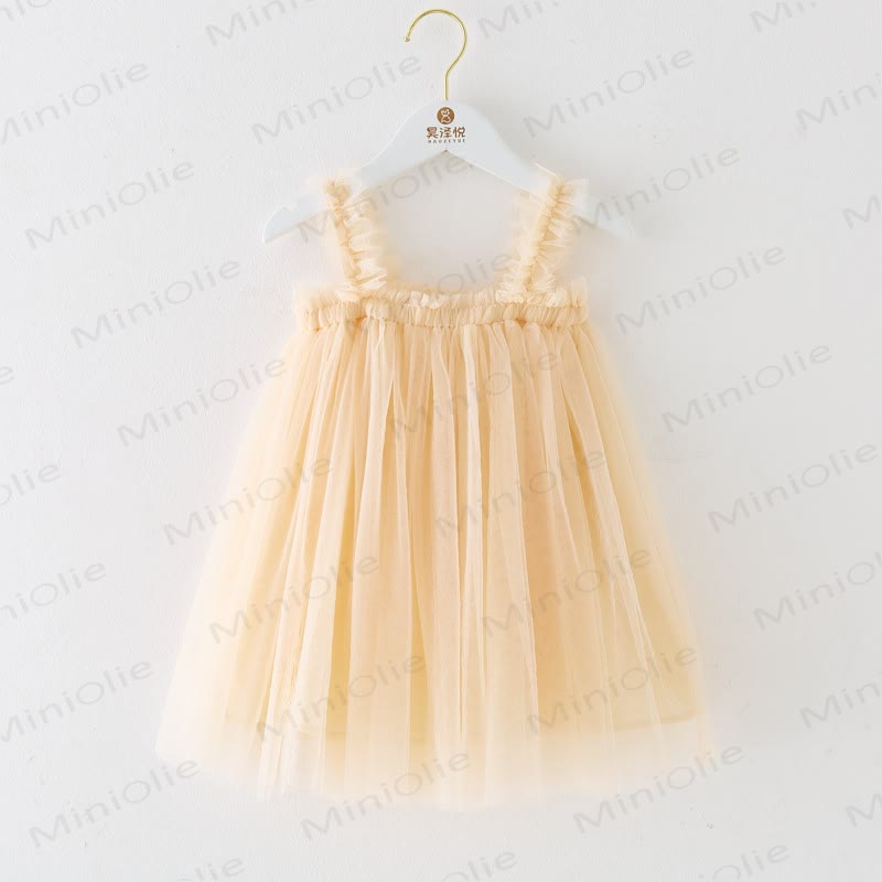 ベビー幼児女の子用無地メッシュDress - ベージュ - 8歳 - image 17