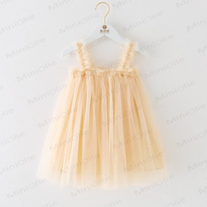 ベビー幼児女の子用無地メッシュDress - ベージュ - 8歳 - image 17