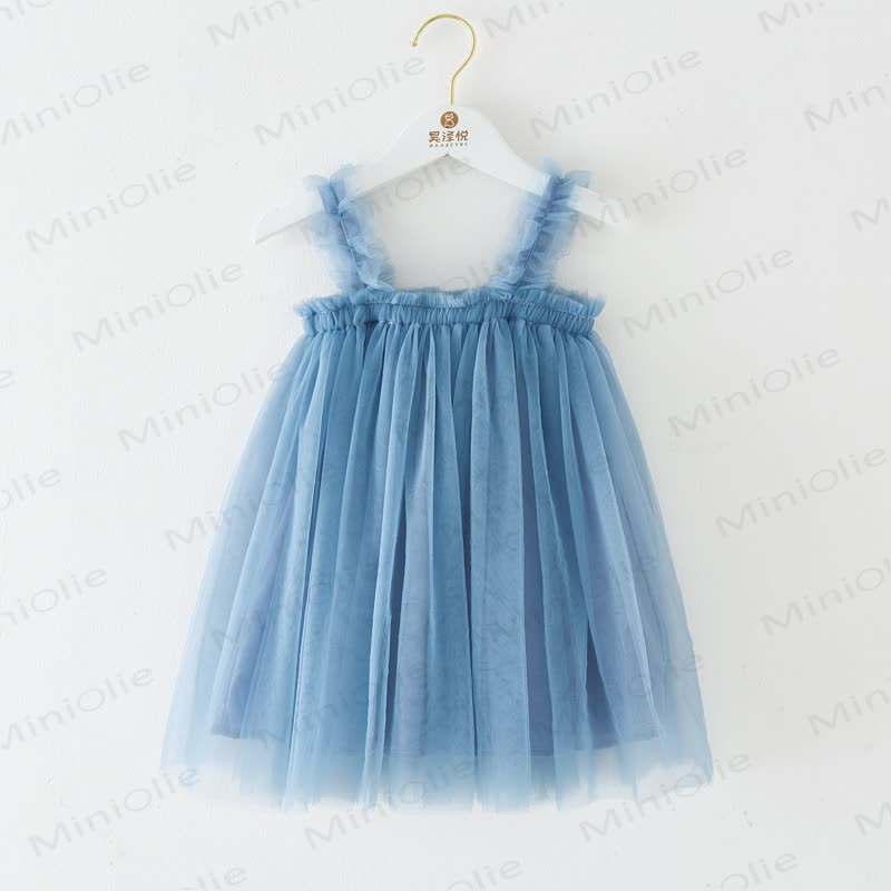 ベビー幼児女の子用無地メッシュDress - ミスティブルー - 8歳 - image 19