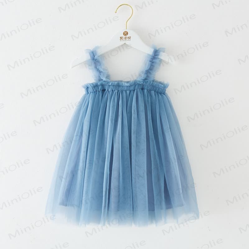 ベビー幼児女の子用無地メッシュDress - ミスティブルー - 8歳 - image 19