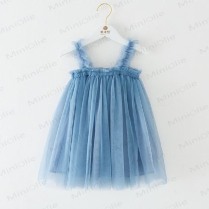 ベビー幼児女の子用無地メッシュDress - ミスティブルー - 8歳 - image 19
