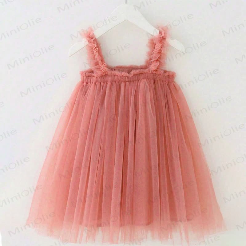 ベビー幼児女の子用無地メッシュDress - ピーチピンク - 8歳 - image 21
