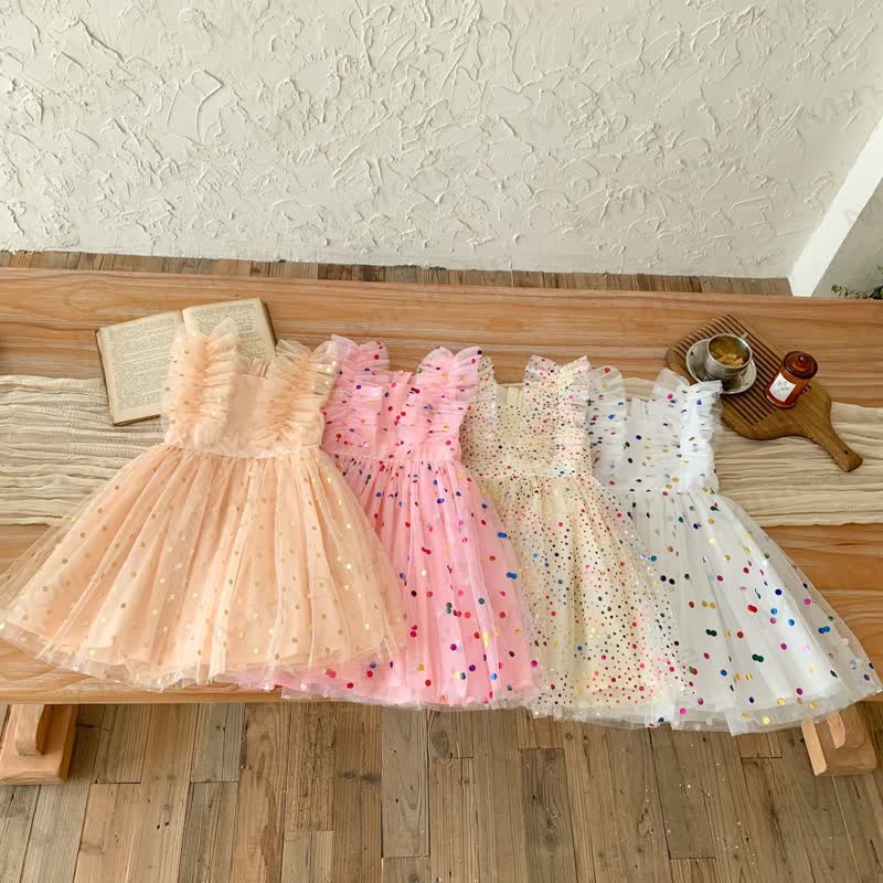 幼児用女の子用スパンコールメッシュDress - image 1