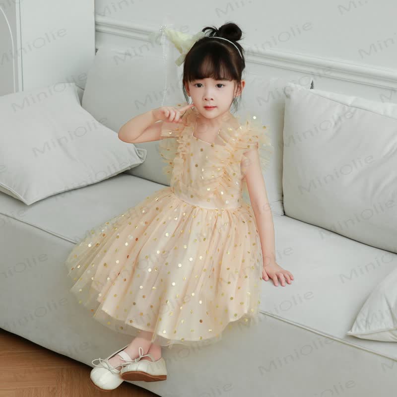 幼児用女の子用スパンコールメッシュDress - シャンパン - 10歳 - image 5