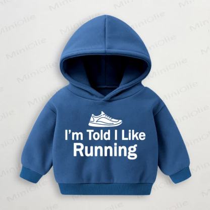 I'M TOLD I LIKE RUNNING幼児用ブルーパーカースウェットシャツ - 青 - 3～5歳 - image 1
