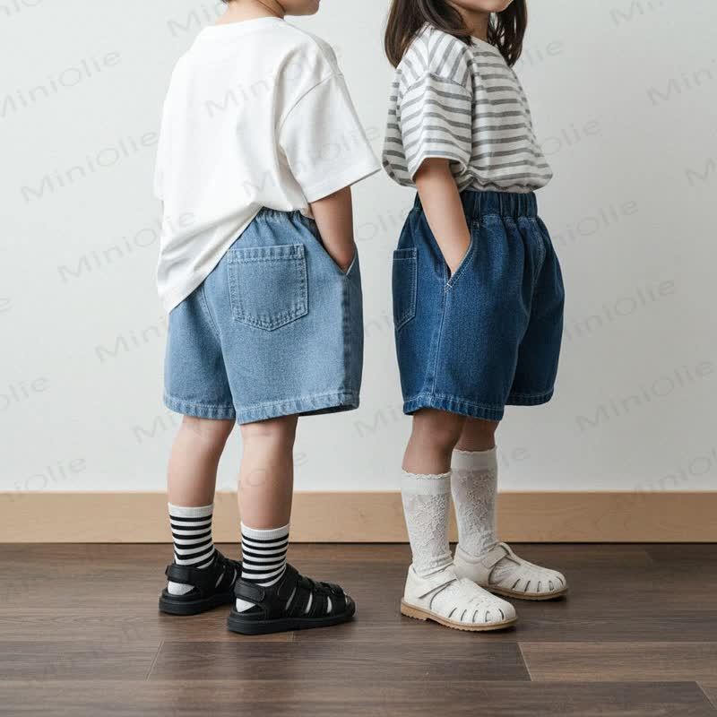 ベビー幼児用無地デニムショートパンツ - image 4