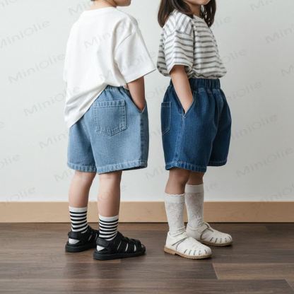 ベビー幼児用無地デニムショートパンツ - image 4
