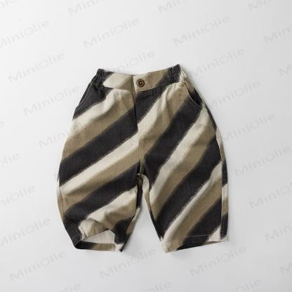 ベビー幼児用ベージュコーヒーストライプルーズパンツ - image 2