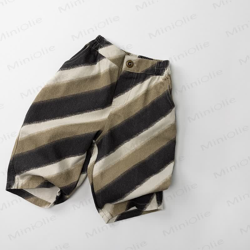 ベビー幼児用ベージュコーヒーストライプルーズパンツ - ベージュコーヒーストライプ - 8歳 - image 1