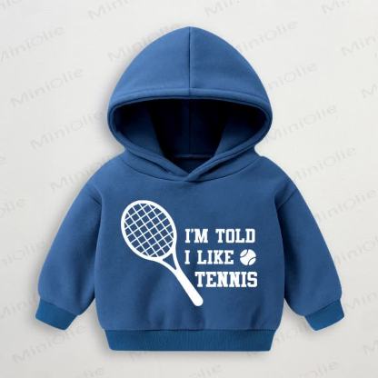 I'M TOLD I LIKE TENNISベビー 幼児用 ブルー フーディー スウェットシャツ - 青 - 3～5歳 - image 1