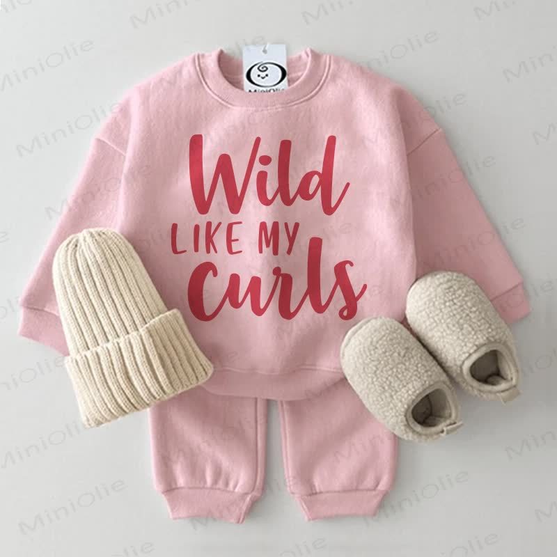 WILD LIKE MY CURLSベビー 2ピース スウェットシャツ ピンク セット - ピンク - 2～3歳 - image 1