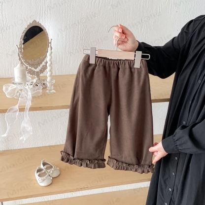 ベビー幼児女の子用スウィートレースパンツ - コーヒー - 3～5歳 - image 1