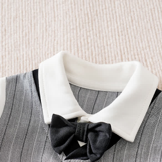 ベビーストライプ蝶ネクタイフェイクロンパース2枚セット - image 8