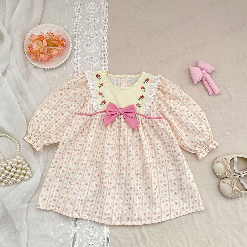 ベビー幼児女の子用ピンクフラワーリボンDress - image 2