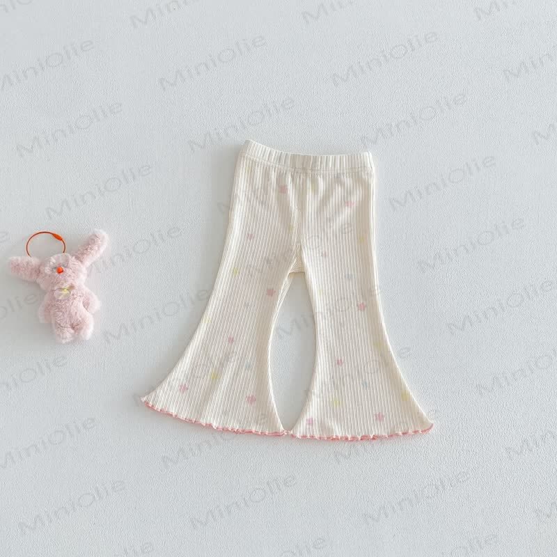 ベビー幼児女の子用カラーブロックフラワーパンツ - ベージュ - 5～7歳 - image 4