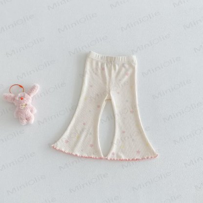 ベビー幼児女の子用カラーブロックフラワーパンツ - ベージュ - 5～7歳 - image 4