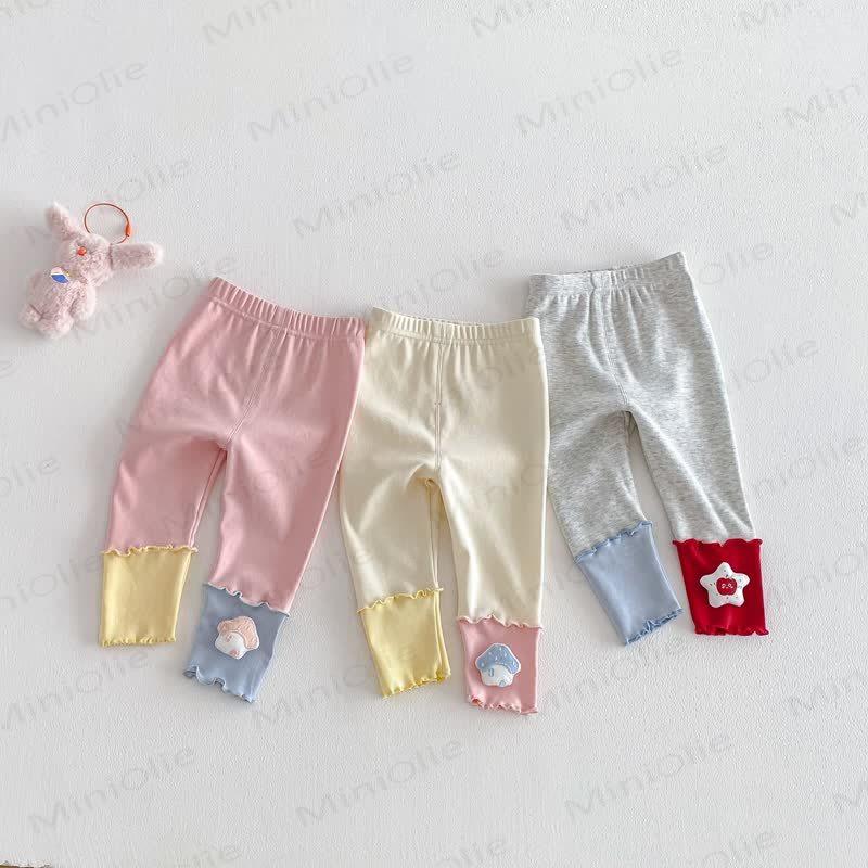 ベビー 幼児 女の子 カラーブロック マッシュルーム/アップル レギンス - image 1