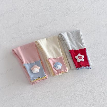 ベビー 幼児 女の子 カラーブロック マッシュルーム/アップル レギンス - image 3