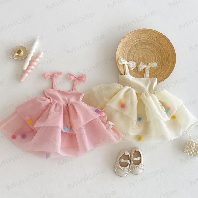 ベビー幼児女の子用蝶結びメッシュDress - image 1