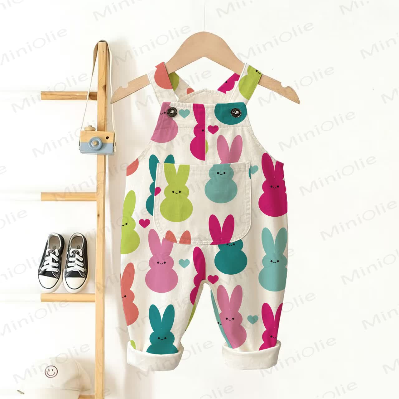 ベビー幼児用カラフルバニーオーバーオール - 白 - 3～5歳 - image 1