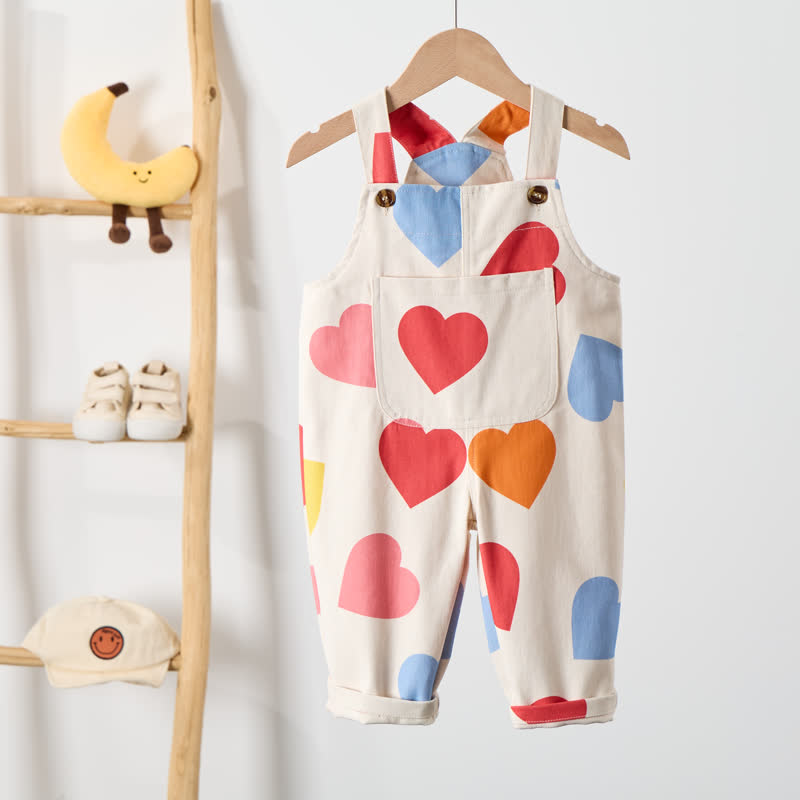 ベビー幼児用カラーハートベージュオーバーオール - image 2