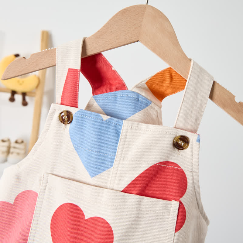 ベビー幼児用カラーハートベージュオーバーオール - image 4