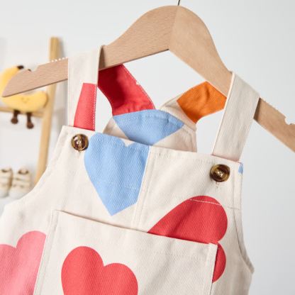 ベビー幼児用カラーハートベージュオーバーオール - image 4