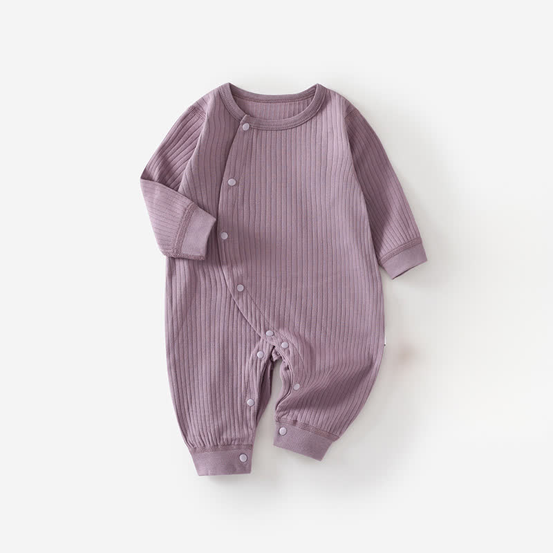 ベビー無地リブ編みパジャマロンパース - 紫 - 18～24ヶ月 - image 2