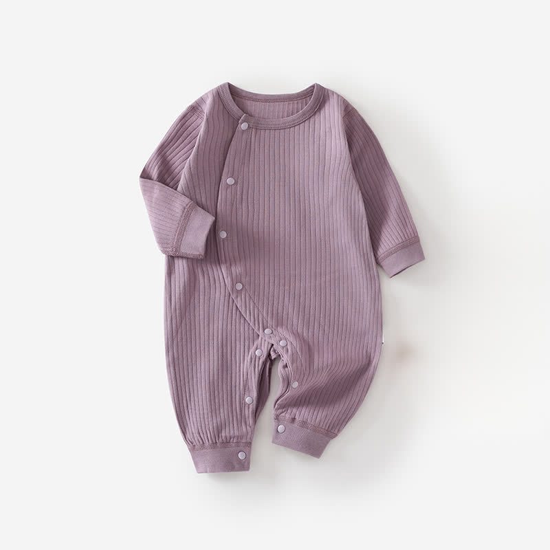 ベビー無地リブ編みパジャマロンパース - 紫 - 18～24ヶ月 - image 2