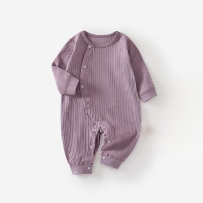 ベビー無地リブ編みパジャマロンパース - 紫 - 18～24ヶ月 - image 2