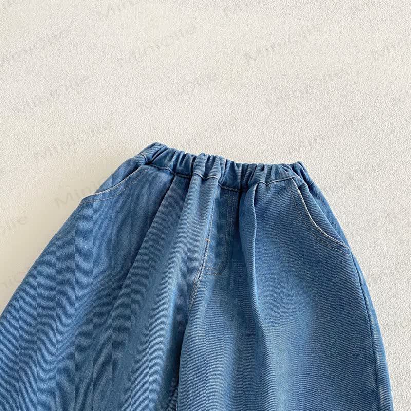 ベビー 幼児 女の子 ホワイト フラワー トップス/ブルー デニム ボウ パンツ - image 4