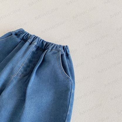 ベビー 幼児 女の子 ホワイト フラワー トップス/ブルー デニム ボウ パンツ - image 5