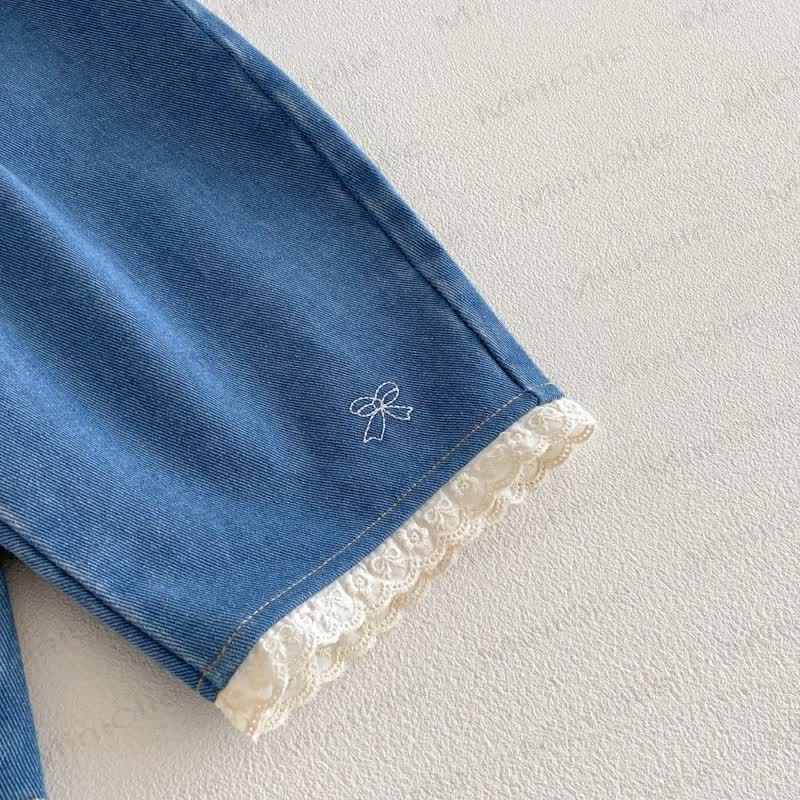 ベビー 幼児 女の子 ホワイト フラワー トップス/ブルー デニム ボウ パンツ - image 7