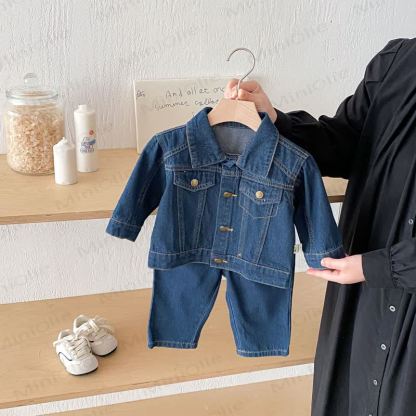 ベビー幼児用ブルーデニム2点セット - 青 - 3～5歳 - image 1