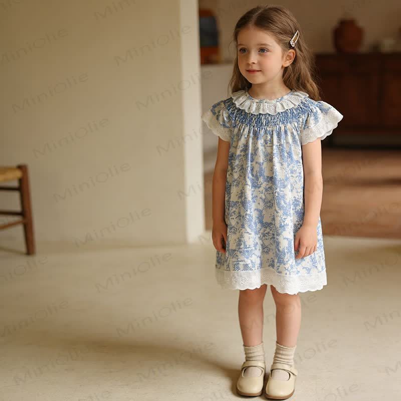 ベビー幼児女の子用ブルーフラワーレースDress - image 5