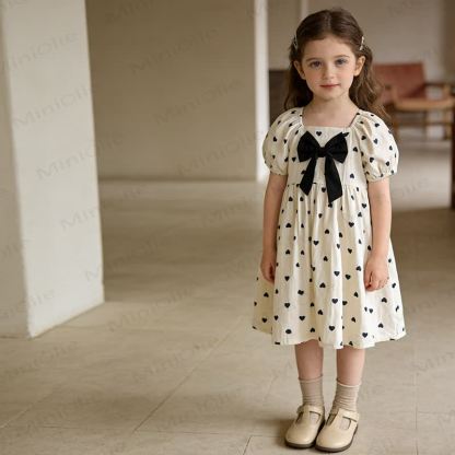 ベビー幼児女の子用ベージュリボンラブDress - image 5