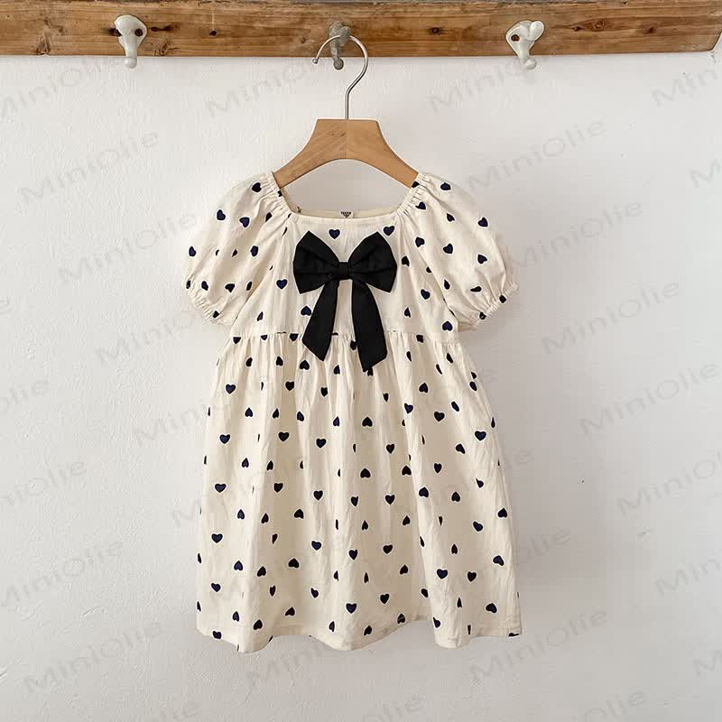 ベビー幼児女の子用ベージュリボンラブDress - ベージュ - 8歳 - image 1