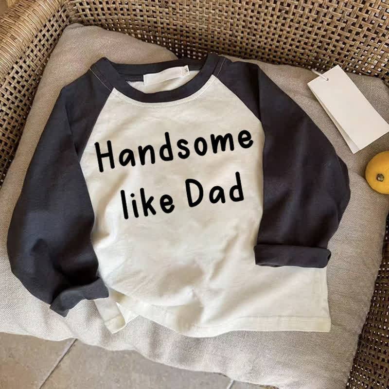 HANDSOME LIKE DAD ベビー ダークグレー ラグランTシャツ - ドラック・グレイ - 2～3歳 - image 1