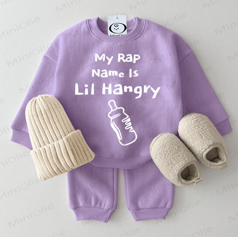 MY RAP NAME IS LIL HANGRYベビーパープルスウェットシャツ2ピースセット - 紫 - 2～3歳 - image 1