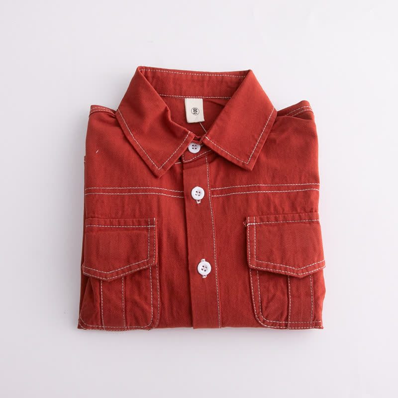 キッズボーイポケットレッドシャツ - image 3