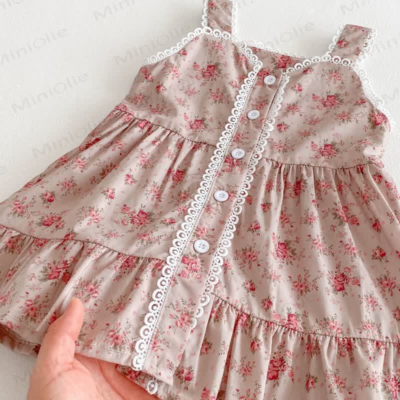 幼児用女の子用ピンクフラワーレースDress - image 4