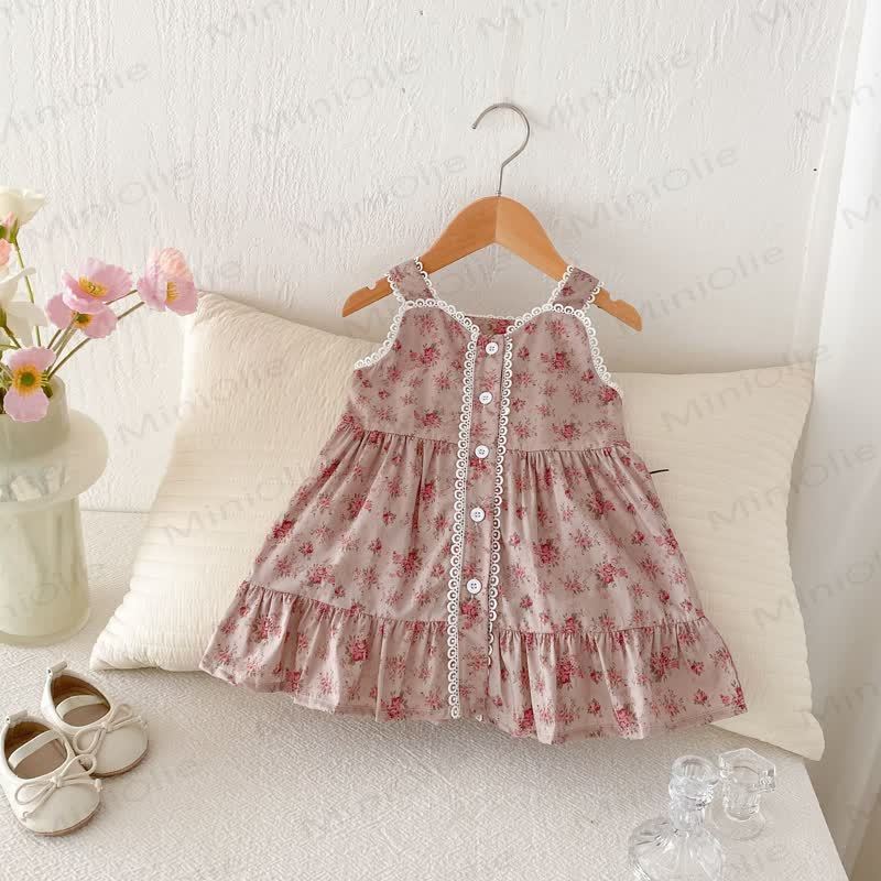 幼児用女の子用ピンクフラワーレースDress - image 3