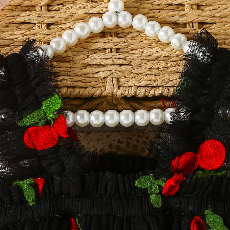 女の子用スウィートフライングスリーブメッシュDress - image 8