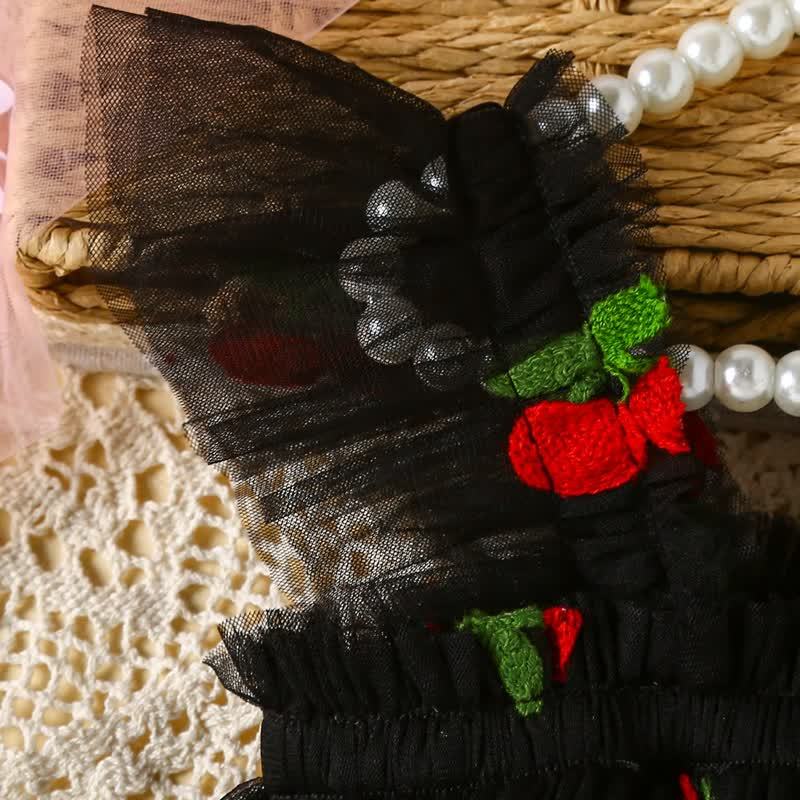 女の子用スウィートフライングスリーブメッシュDress - image 9