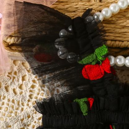 女の子用スウィートフライングスリーブメッシュDress - image 9