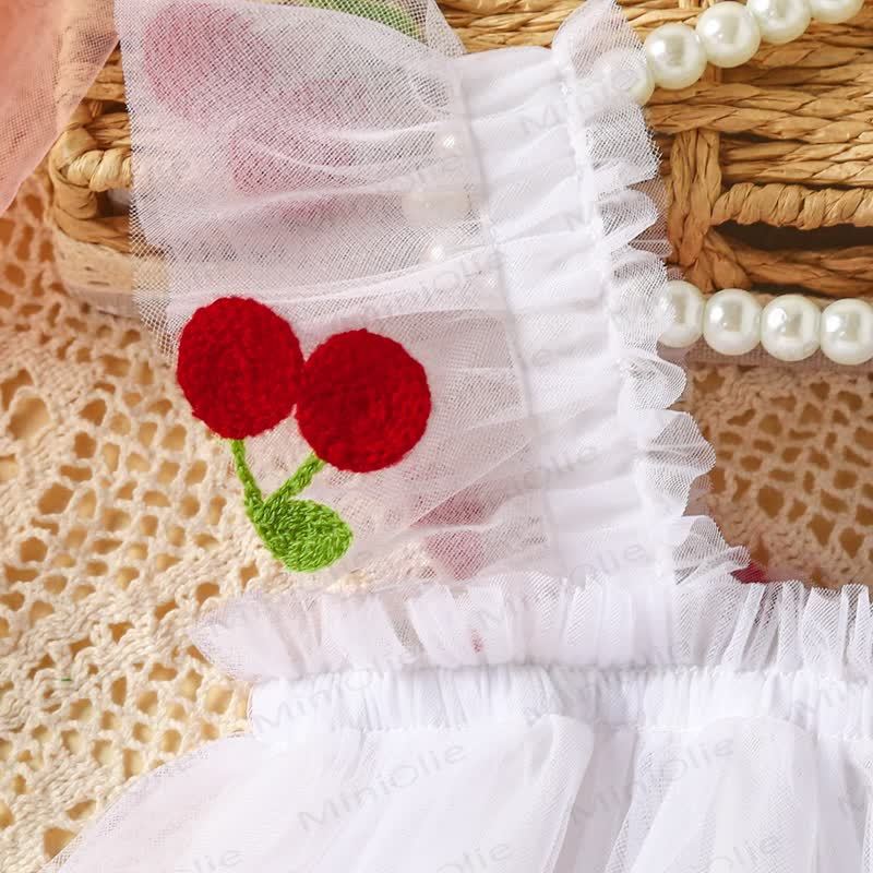 女の子用スウィートフライングスリーブメッシュDress - image 14